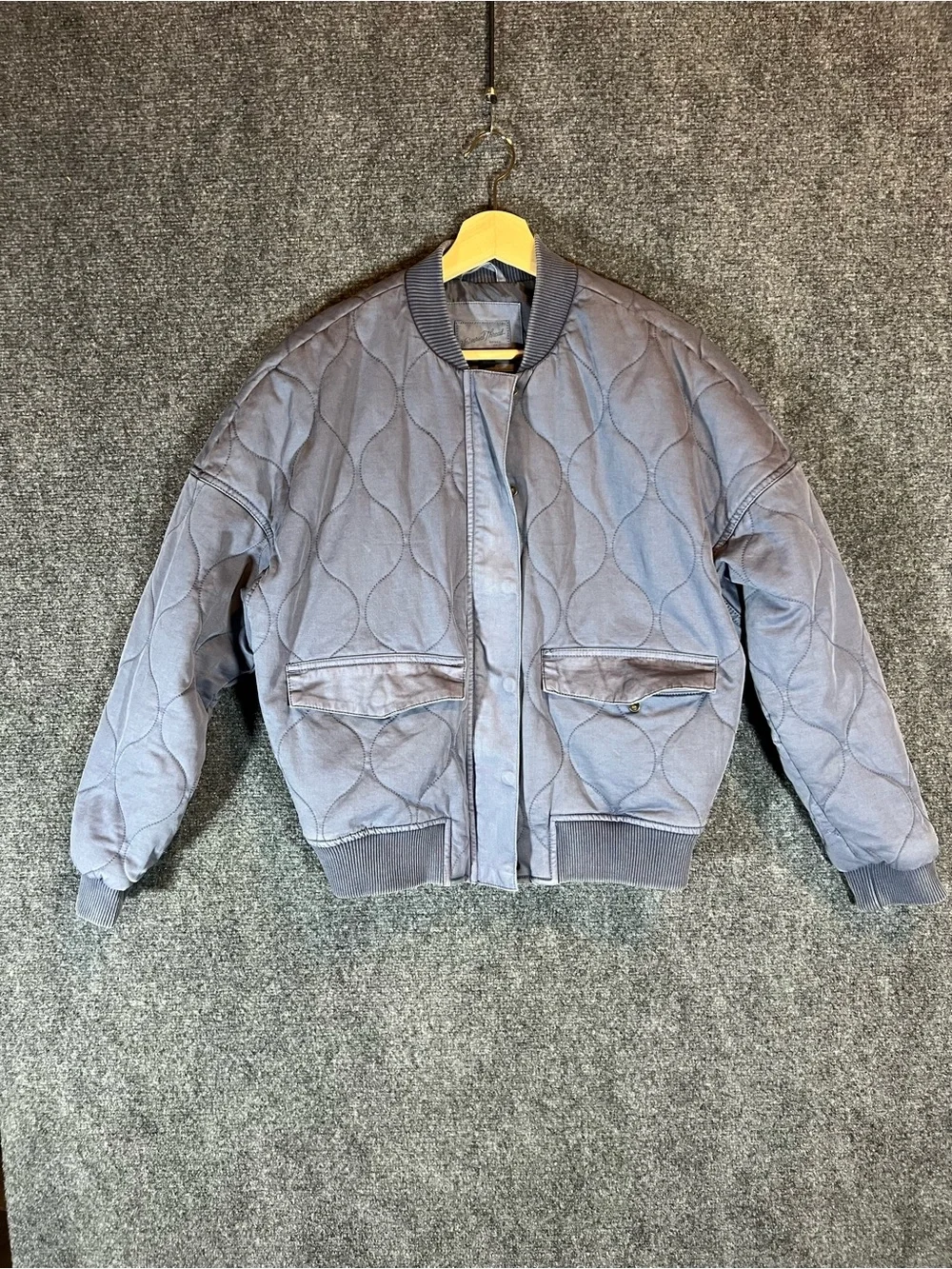 Quilted Bomber Jacket - Dusty Blue